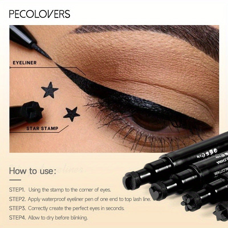 Women Black Liquid Eyeliner Pen Double-Ended Waterproof Long-Lasting