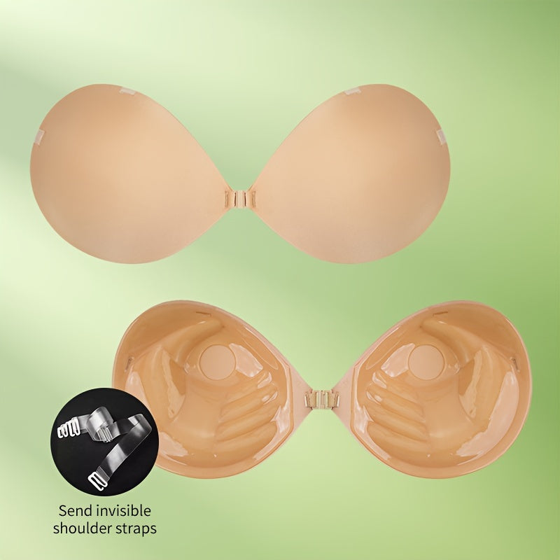 Adhesive Bra Pads for Small Busts Seamless Wireless Push-Up Clear Silicone Non-Woven Fabric
