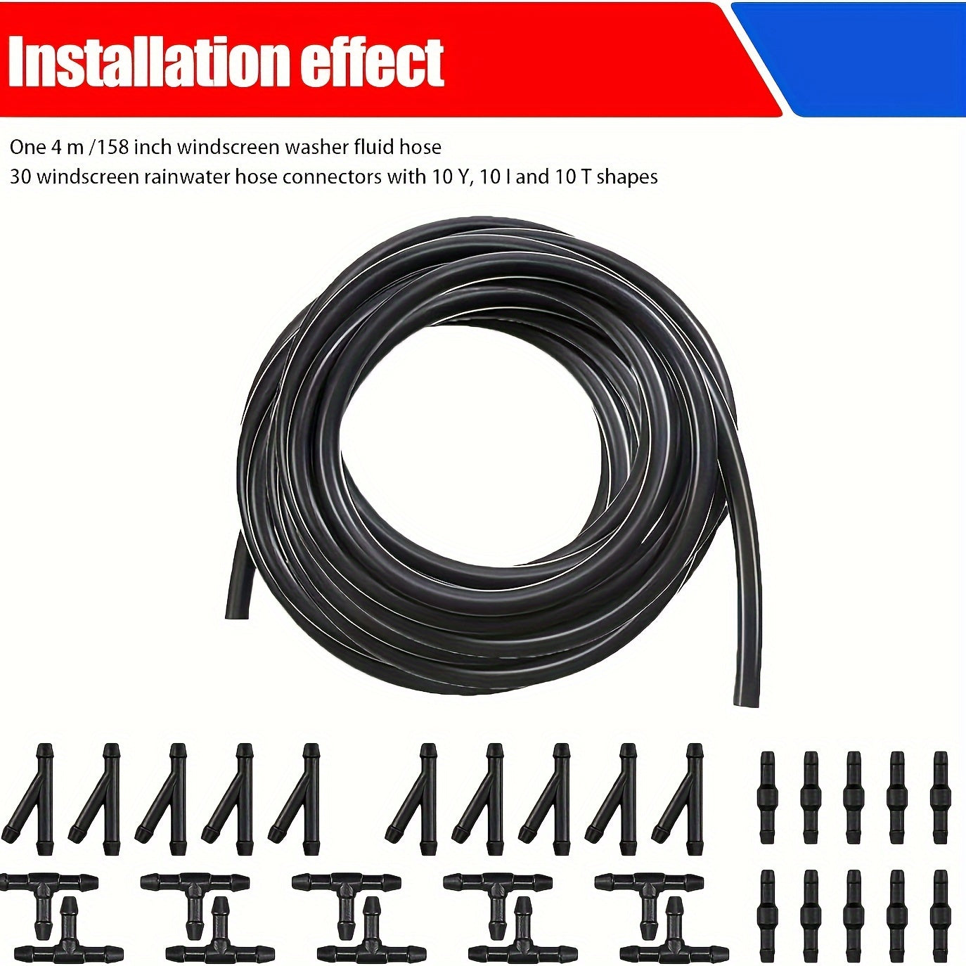 30-Piece Windshield Washer Hose Kit with Y T Connectors, 3.99m Tubing