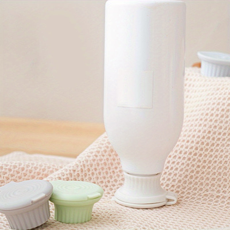 3pcs Leak-Proof Inverted Bottle Caps with Golden Accents for Shampoo and Detergent Bottles