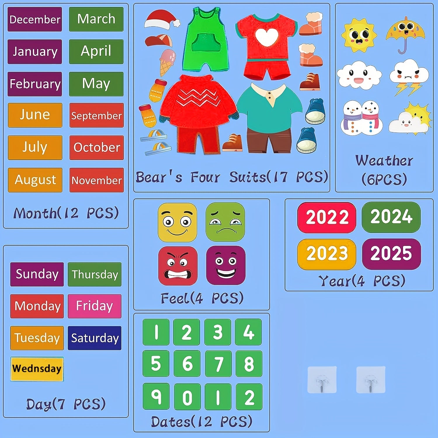 Felt Calendar Set for Kids Educational Classroom Halloween Christmas