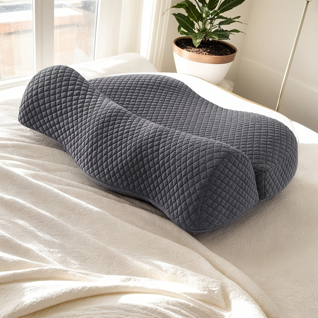 Almohada de espuma viscoelástica con funda reversible de punto, soporte cervical, firmeza media