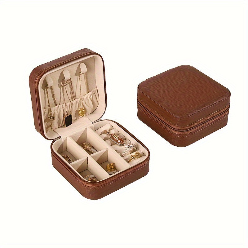 Caja de almacenamiento portátil para joyas para anillos, collares y pendientes, organizador de viaje