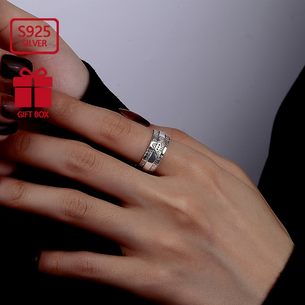 Ushbu vintage uniseks 925 sterling kumush xoch uzuk nafis ochiq dizaynga ega bo'lib, partiyalar va tadbirlarda kiyish uchun mukammaldir. Uning og'irligi taxminan 4.6g.