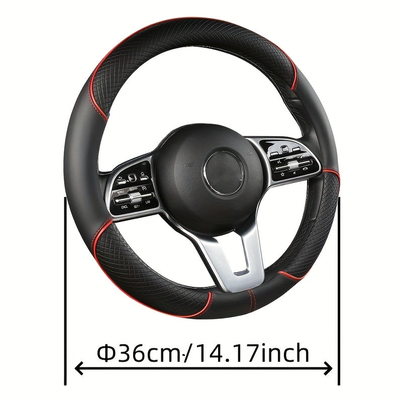 PVC Steering Wheel Cover Black and Red Fit Most Vehicles