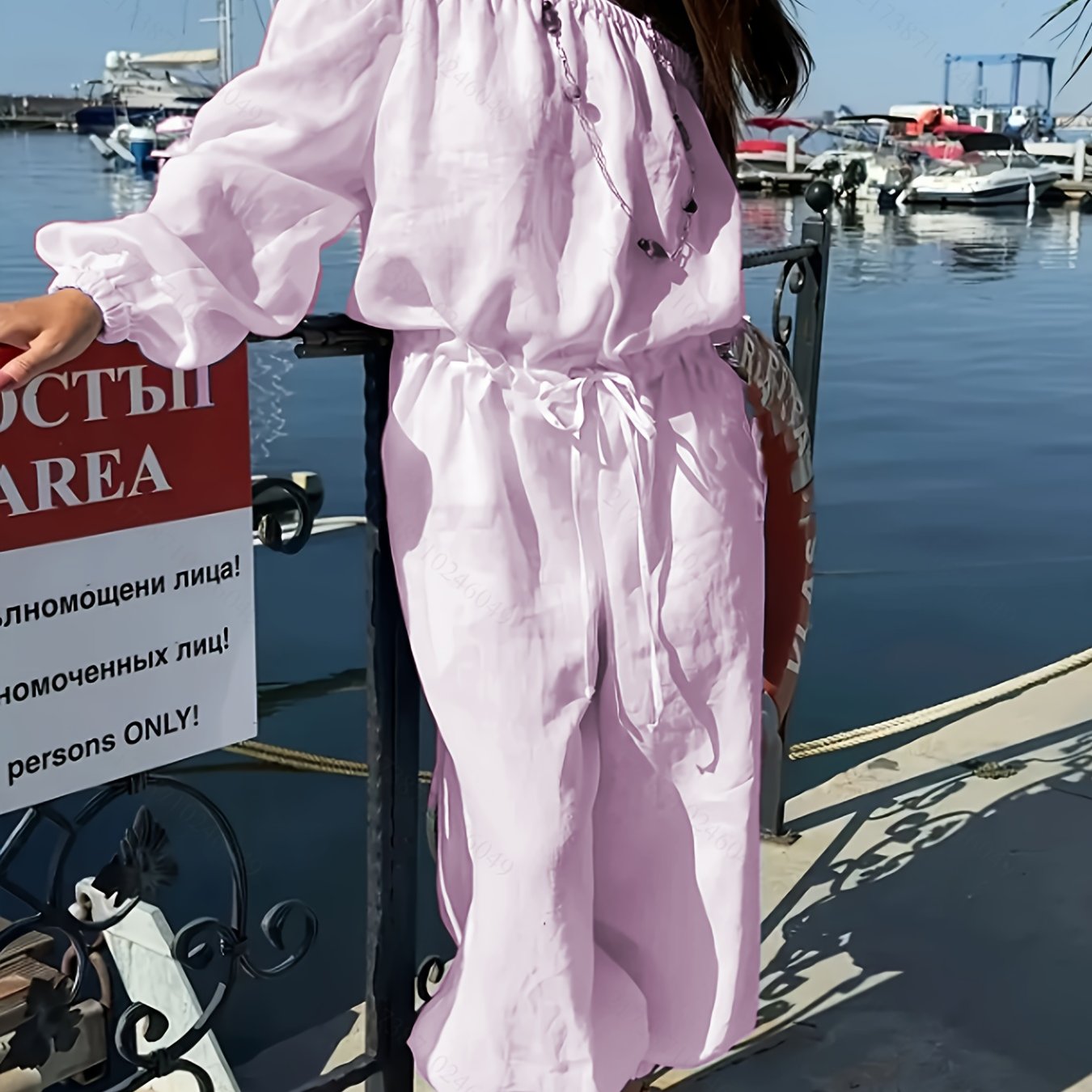 Mono de mujer de talla grande con hombros descubiertos y pantalón ancho, transpirable y casual para verano