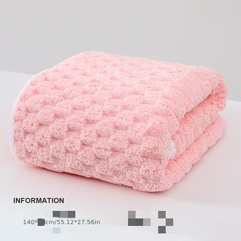 Large Pink Coral Fleece Bath Towel Ultra-Soft Absorbent Lint-Free Stylish