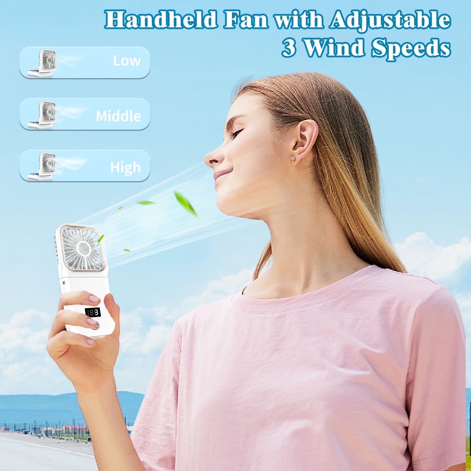 Raqamli ko'rsatkichga ega, ixcham qo'l fanati, zamonaviy egiluvchan bo'yin dizayni, qayta zaryadlanadigan 3000mAh batareya, 180° sozlanadigan burchak, 3 tezlik sozlamalari, shaxsiy sovutish, sayohat va sport uchun ideal.