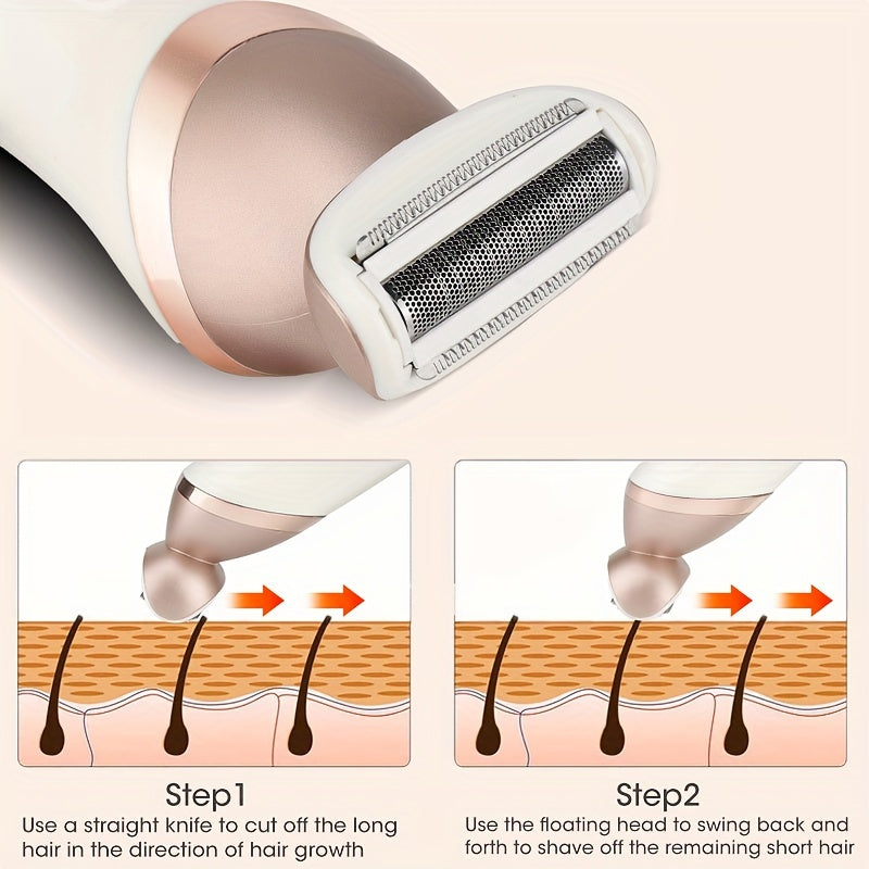 Kit de cuidado femenino 6 en 1 con epilador, recortadora, grinder para pies, cepillo facial