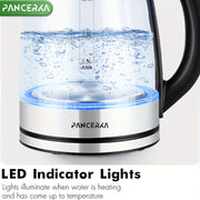 Electric Kettle 1.8L Glass LED Illumination Auto Shutoff Boil-Dry Protection 220V