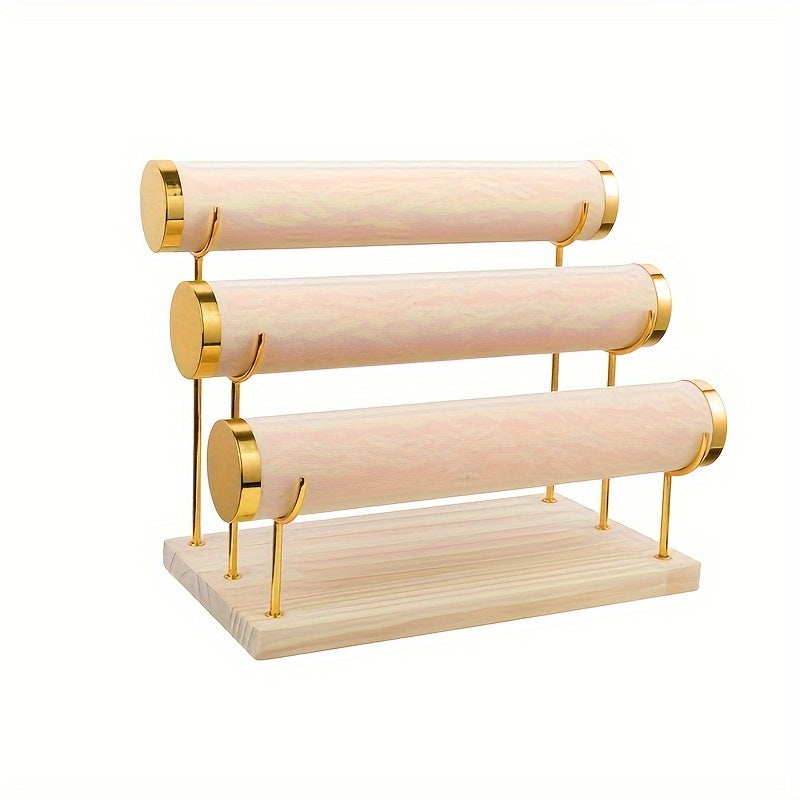 Bracelet Organizer with Removable Tiered Holder and Velvet Display Rack
