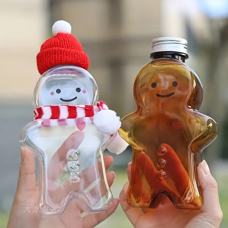 Set of 5 Christmas Gingerbread Man Plastic Bottles 16.91oz BPA-Free Holiday Drinkware