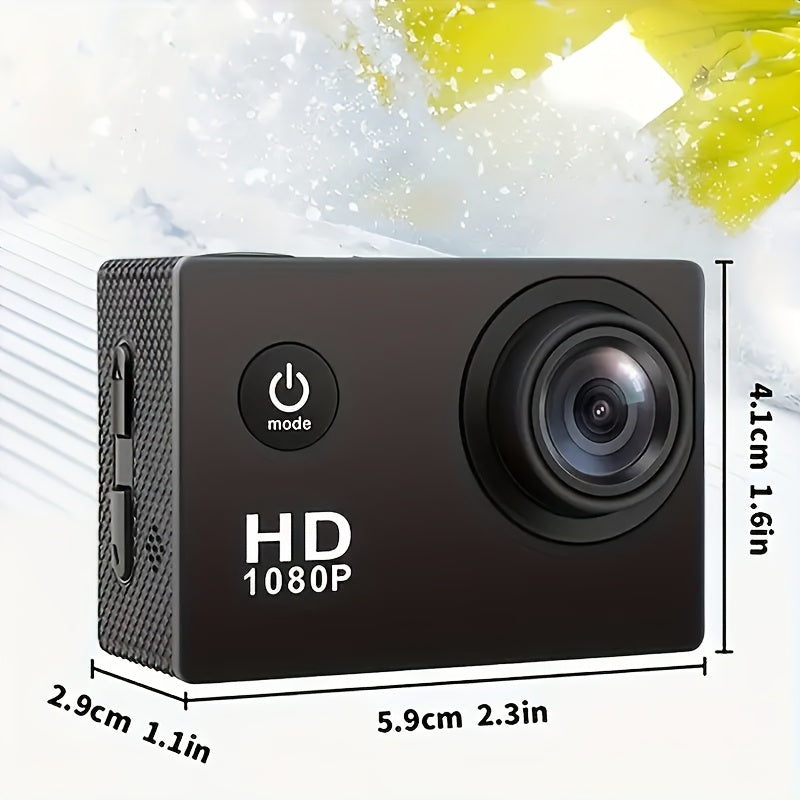 1080P HD Action Camera with 140° Ultra-Wide Lens Digital Stabilization Fish Eye Effect Rechargeable Battery
