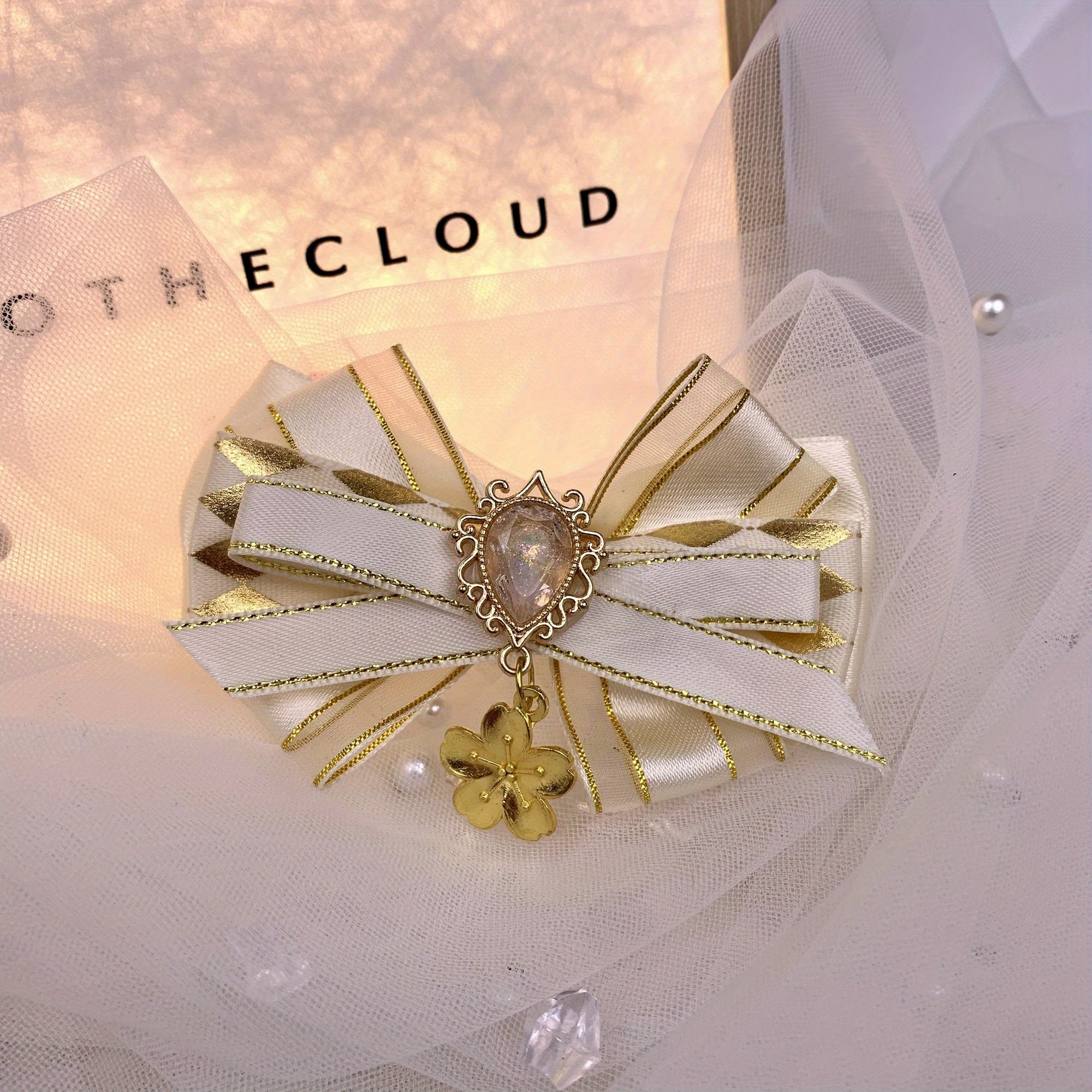 Elegant Velvet Bow Tie Brooch Pin with Rhinestone Accents - Perfect accessory for dress uniforms and formal wear