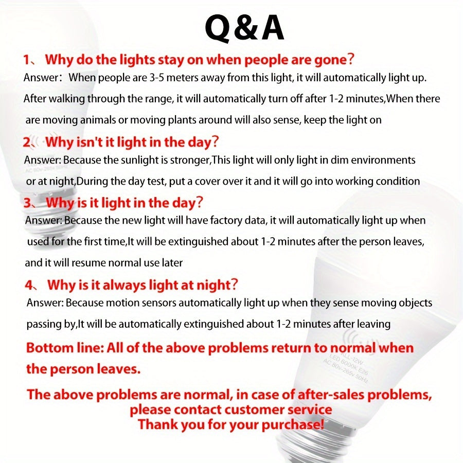 Motion Sensor LED Bulb 9W Dimmable 6000K White E26 800Lm Indoor Lighting