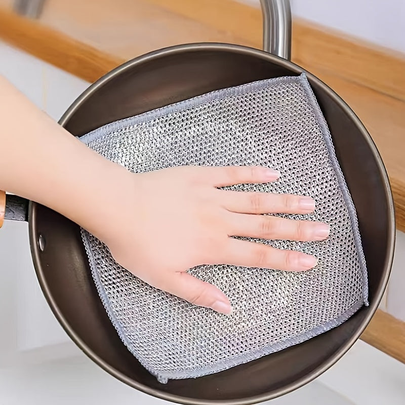 Double-Sided Stainless Steel Wire Cloth for Kitchen Cleaning, Washable and Durable