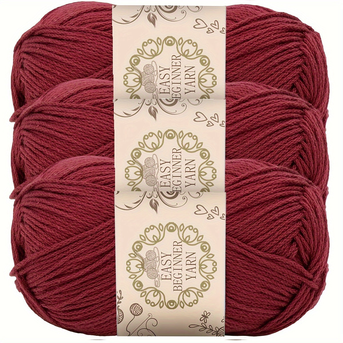 3-Piece Soft Acrylic Yarn for Crochet and Knitting 50g Hand-Dyed 4-Ply
