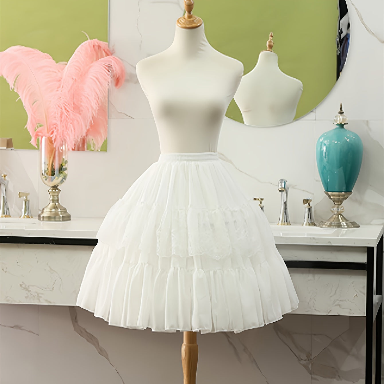 Falda petticoat estilo Lolita con cintura elástica, de poliéster suave, accesorio para cosplay o vestido de princesa