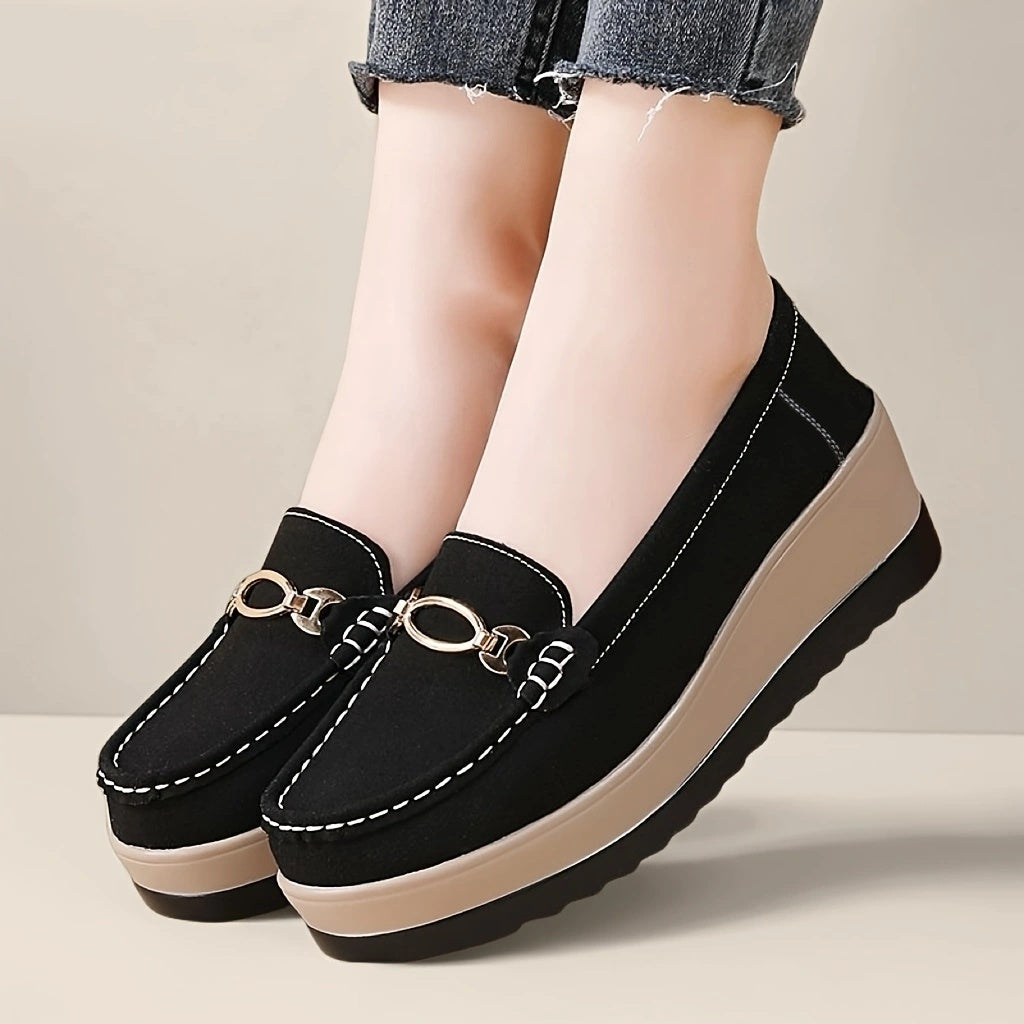Women's Slip-On Chunky Platform Loafers Synthetic Casual Shoes All-Season
