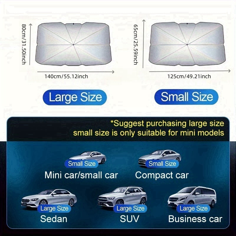 Car Sunshade Foldable UV Protection Windshield Parasol Black