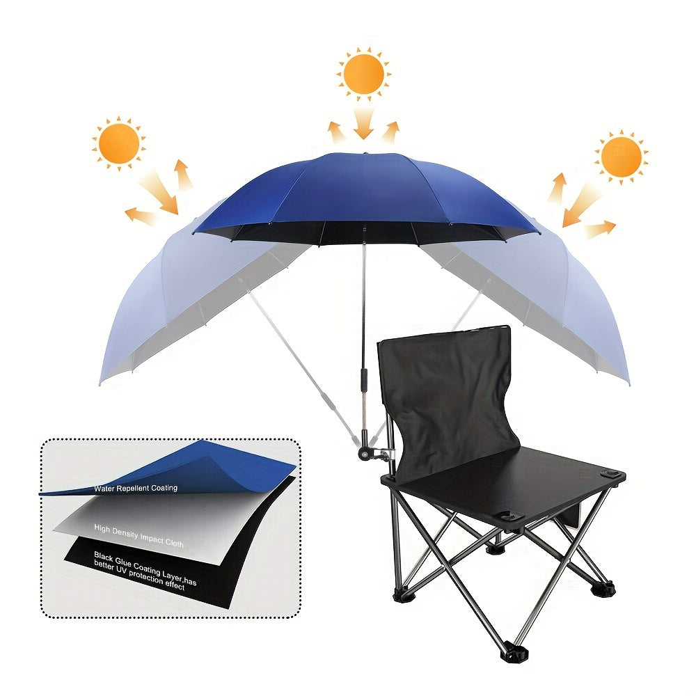 Portable Umbrella with Clamp 360-Degree Swivel Adjustable Height Alloy Steel Frame Blue