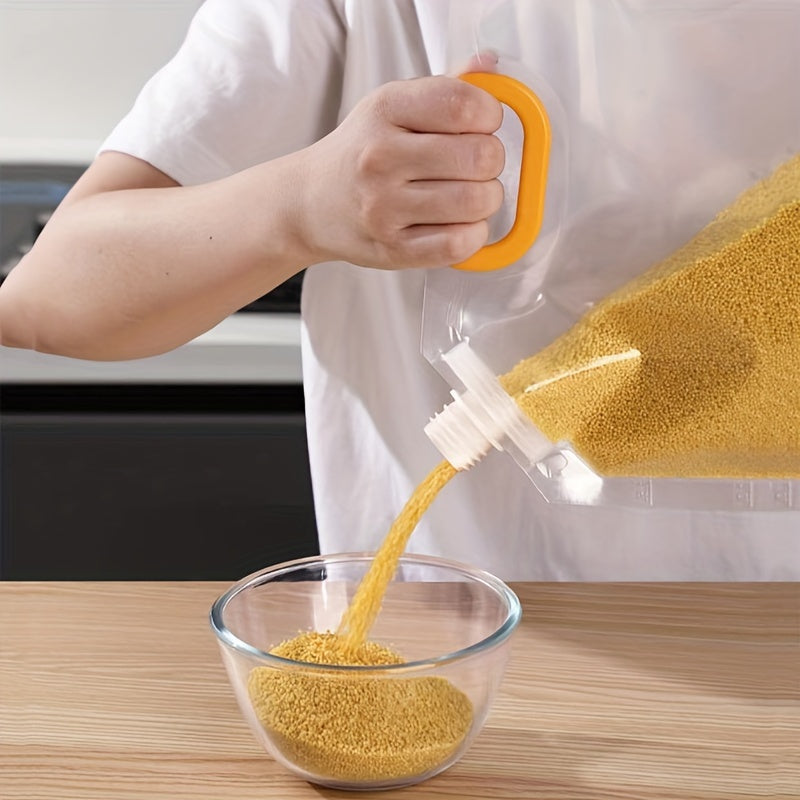 Набор из 3 стоячих мешков для хранения зерна с носиком для выливания, прозрачные пластиковые герметичные пакеты для круп, риса, муки - не требуется электропитание, решение для хранения риса