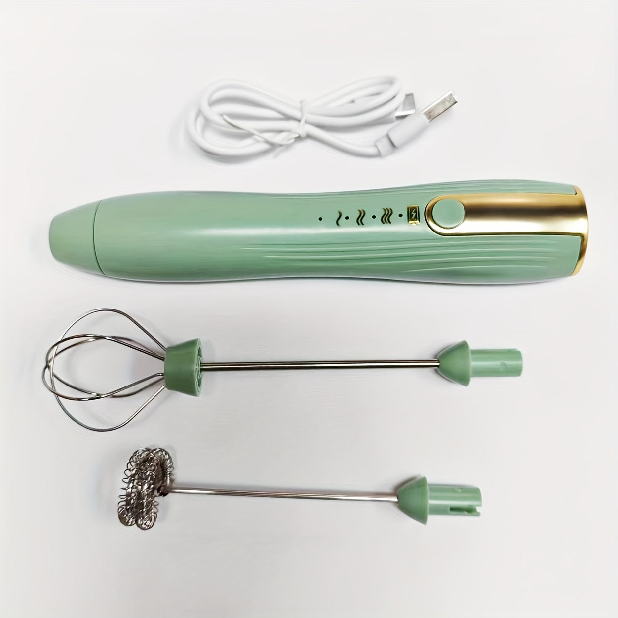 Electric Milk Frother and Whisk Stainless Steel 3-Speed Rechargeable for Coffee