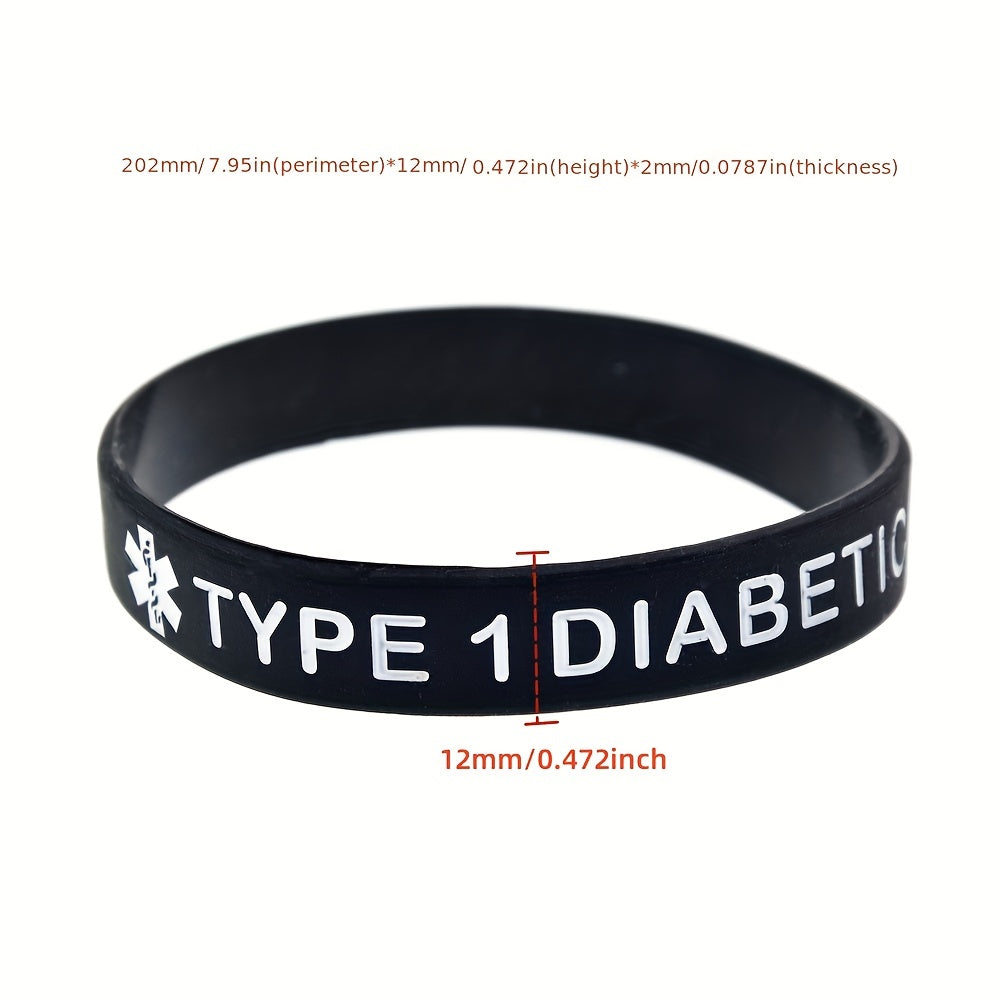 Adult Silicone Diabetes Alert Bracelet High-Quality Warning Wristband