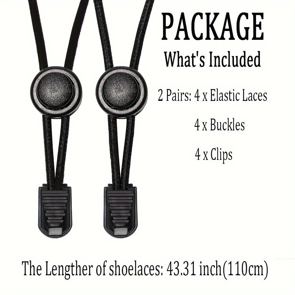 2PCS No-Tie Elastic Shoelaces for Sneakers Durable Stretchy Quick Lock