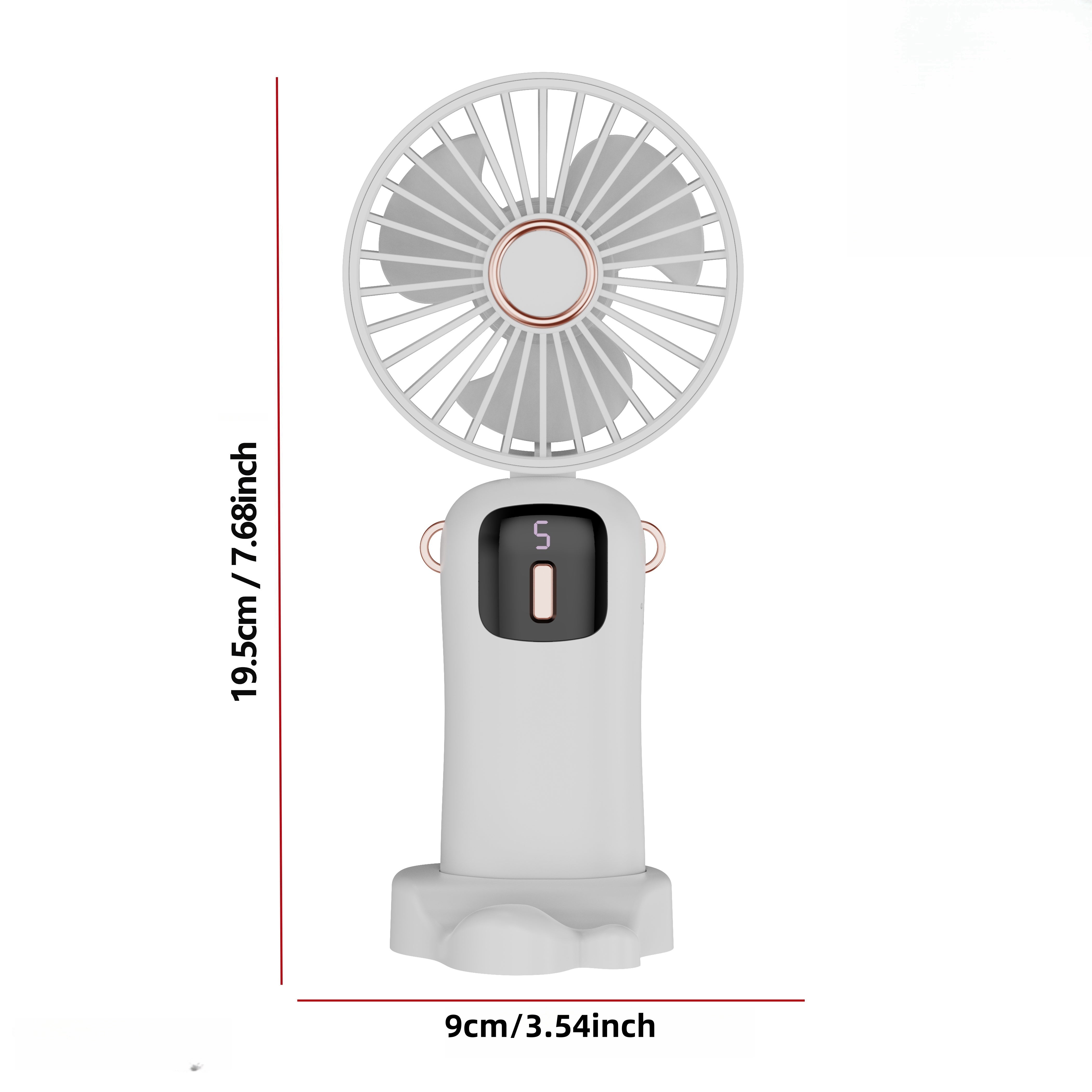 Raqamli Batareyali Ko‘chma Mini Qo‘l Fan, USB va Batareyali Quvvat uchun, Telefon Standi bilan Portativ Shaxsiy Fan. Yengil va oson ko‘chiriladigan, ichki va tashqi muhit uchun yuqori tezlikda havo aylanishini ta'minlaydi. Sovg‘a, sayohat uchun mukammal.