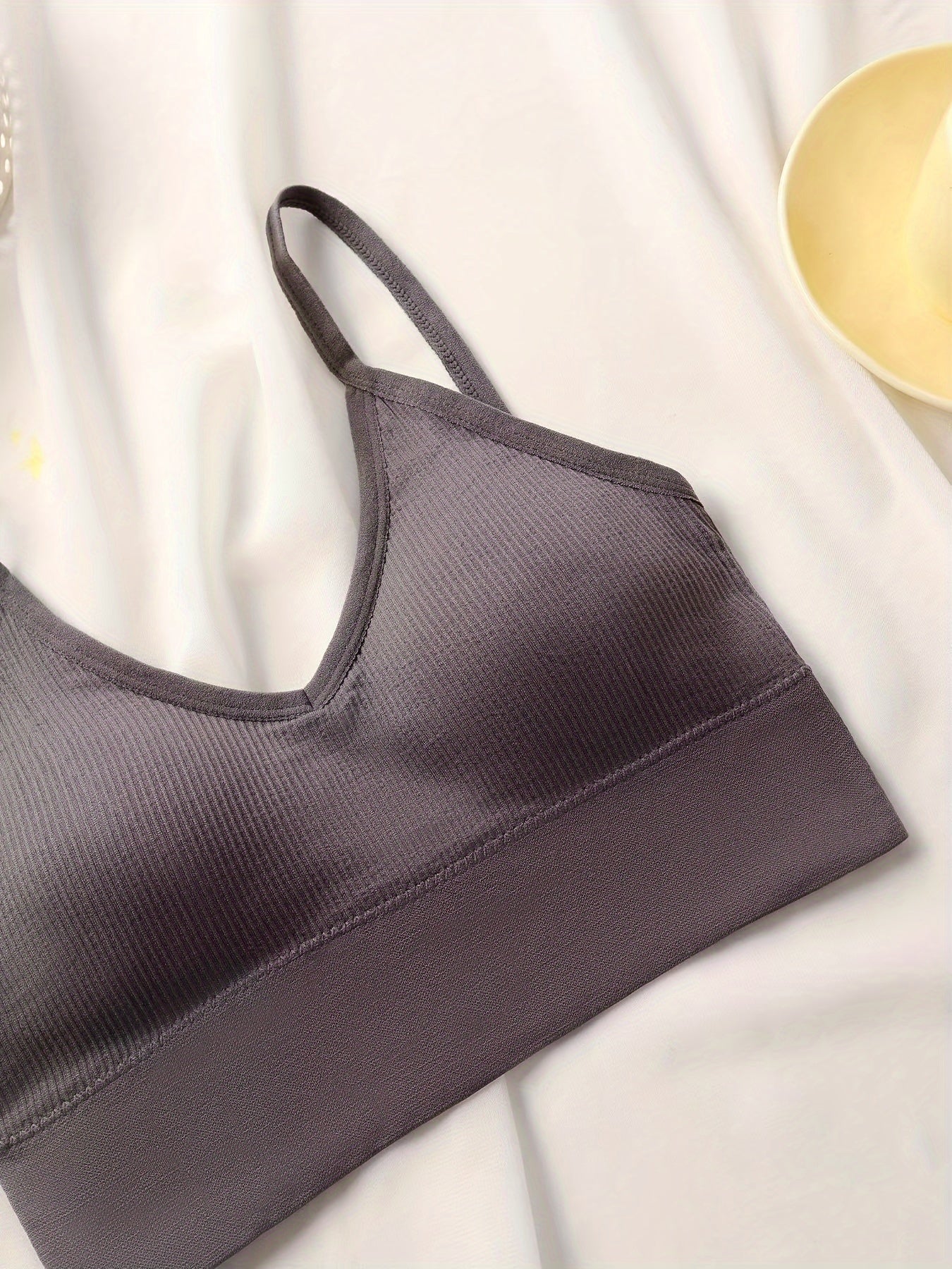 Women's Seamless Ribbed Lingerie Set with Cami Bra and Panties