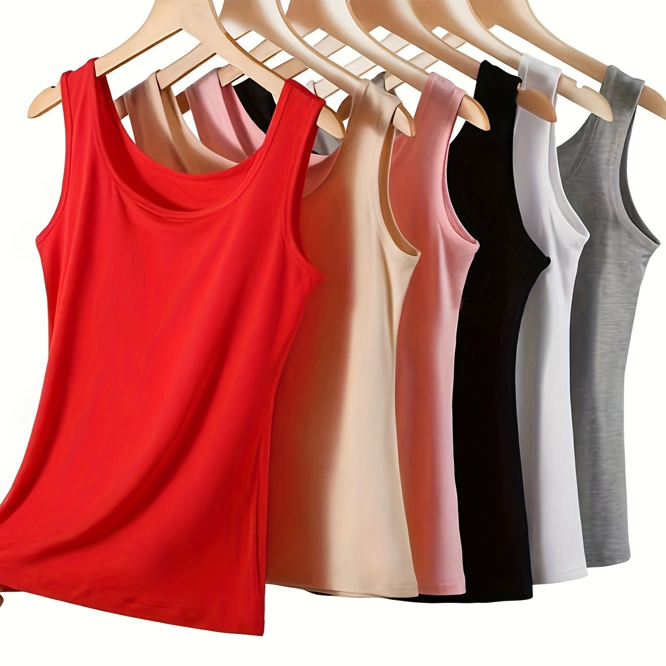 Women's Viscose Spandex Tank Tops for Casual Wear, All Seasons Set of 6