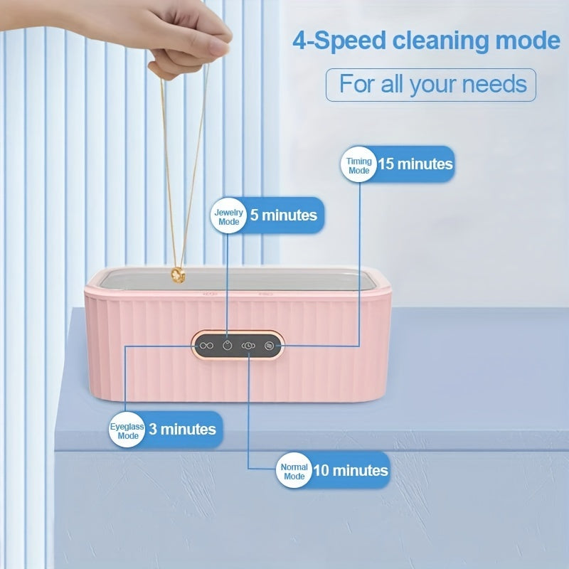High-Efficiency Jewelry and Eyeglass Cleaner with Touch Screen 4-Speed Deep Cleaning Pink