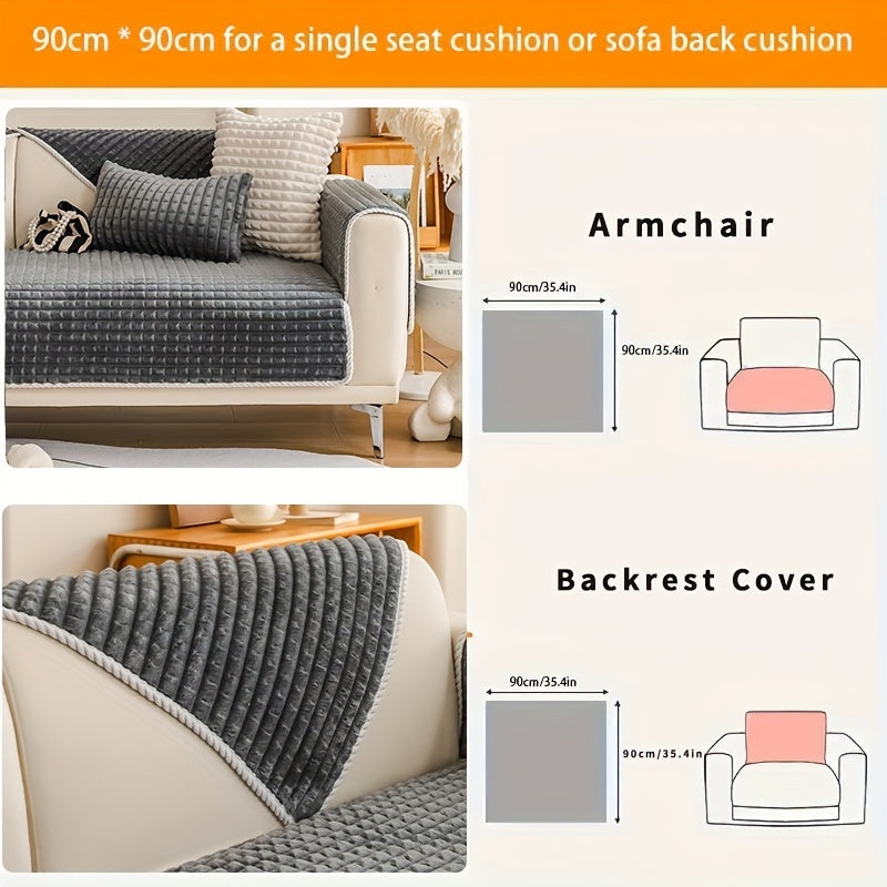 Funda de sofá de terciopelo con respaldo antideslizante para todas las estaciones, amigable con las mascotas, decoración para sala de estar y oficina