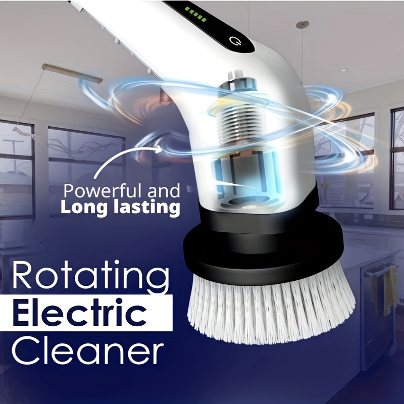 7-in-1 Elektr tozalash choʻpchiq, 7 ta almashtiriladigan boshli, sozlanadigan tutqichli, pol, hojatxona, plitkalar uchun