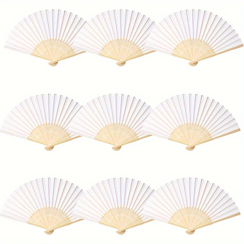 Pack of 10 20 50 White Folding Fans for Weddings Parties and DIY Projects