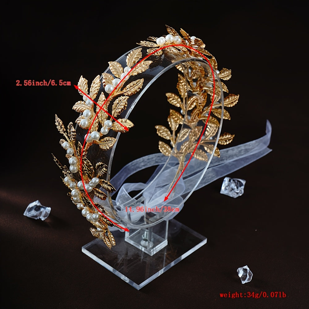 Yuvdoq boshbog'li oltin barglari, sun'iy marjonlar, to'y soch aksessuari