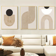 Set of 3 Geometric Canvas Wall Art Posters Modern Minimalist Black White Brown Home Decor