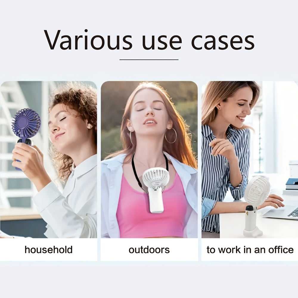 Mini Handheld Fan 5-Speed USB Rechargeable Foldable Portable Cooler Green