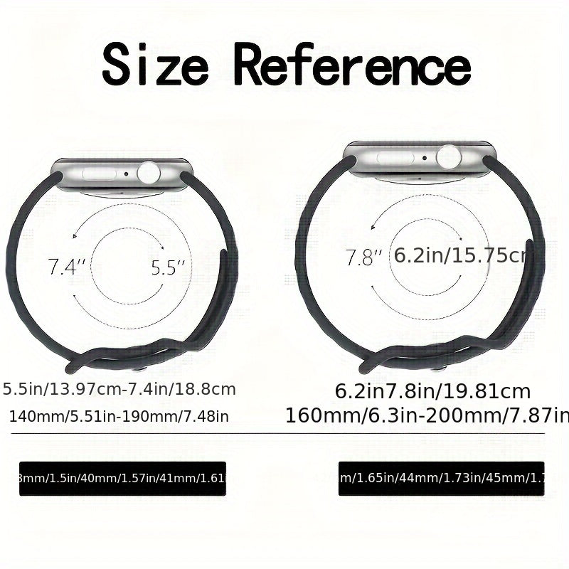 Apple Watch uchun 5 ta sport silikon soat tasmasi to'plamini oling, kapalak qopqog'i bilan birga. Ushbu suv o'tkazmaydigan, sozlanadigan tasmalar iWatch Series 3 dan Ultra gacha, 38mm dan 49mm gacha mos keladi. Bu ajoyib uniseks sovg'a variantidir.