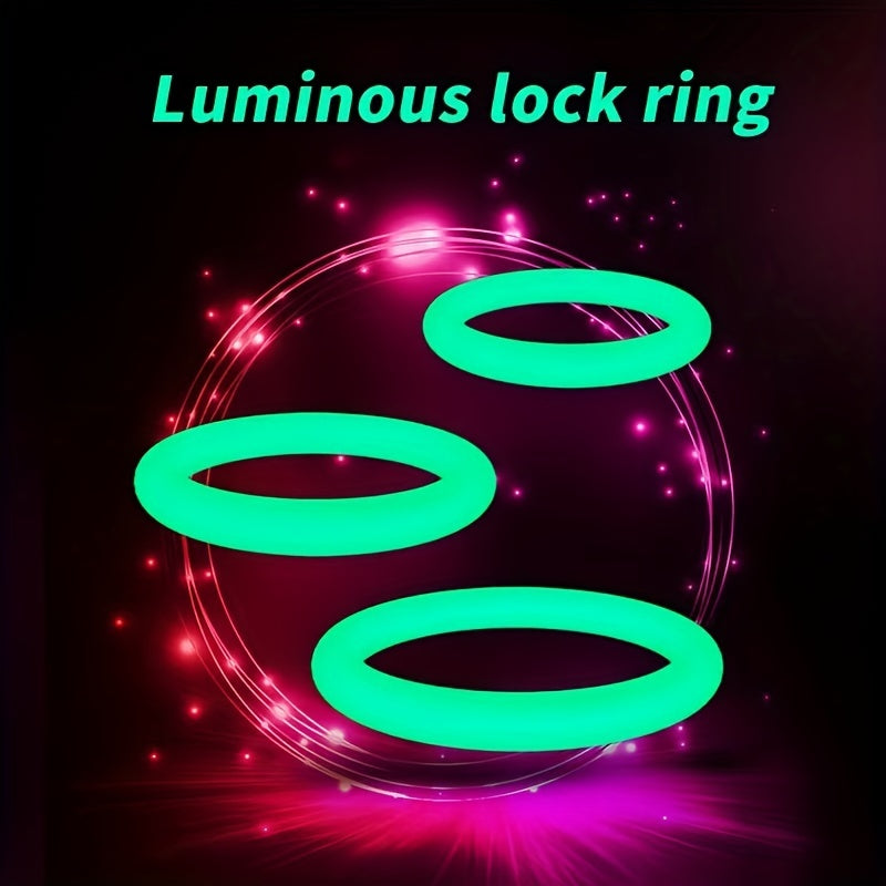 Men Silicone Luminous Penis Rings Set 3 Pcs Delayed Ejaculation Foreskin Obstruction