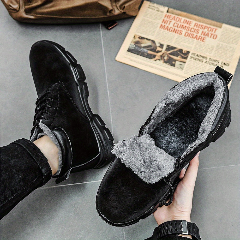 Women's Slip-On Chunky Heel Boots Black Slip-Resistant Outsole All-Season