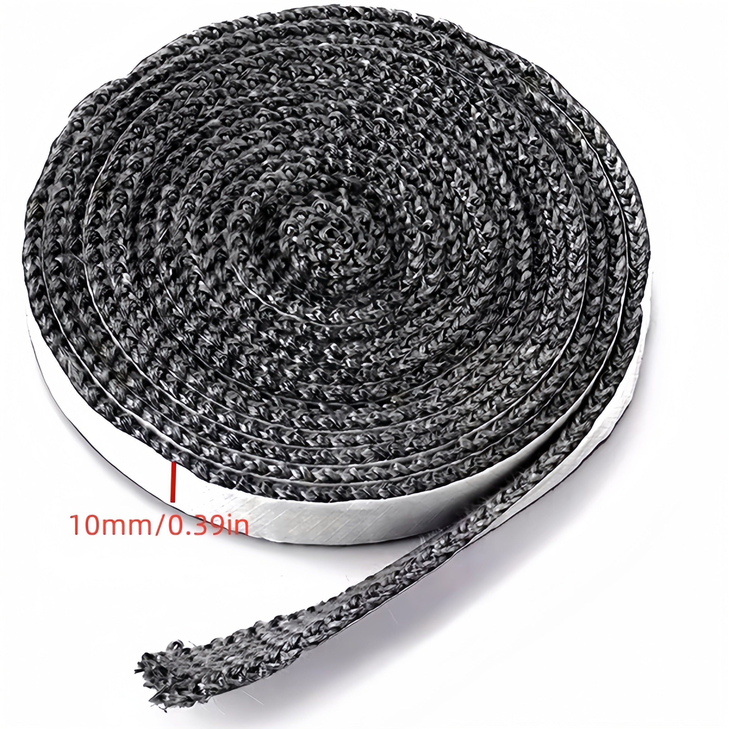 Black Flat Stove Rope Self-Adhesive Seal for Fireplace Doors and Air Purifiers