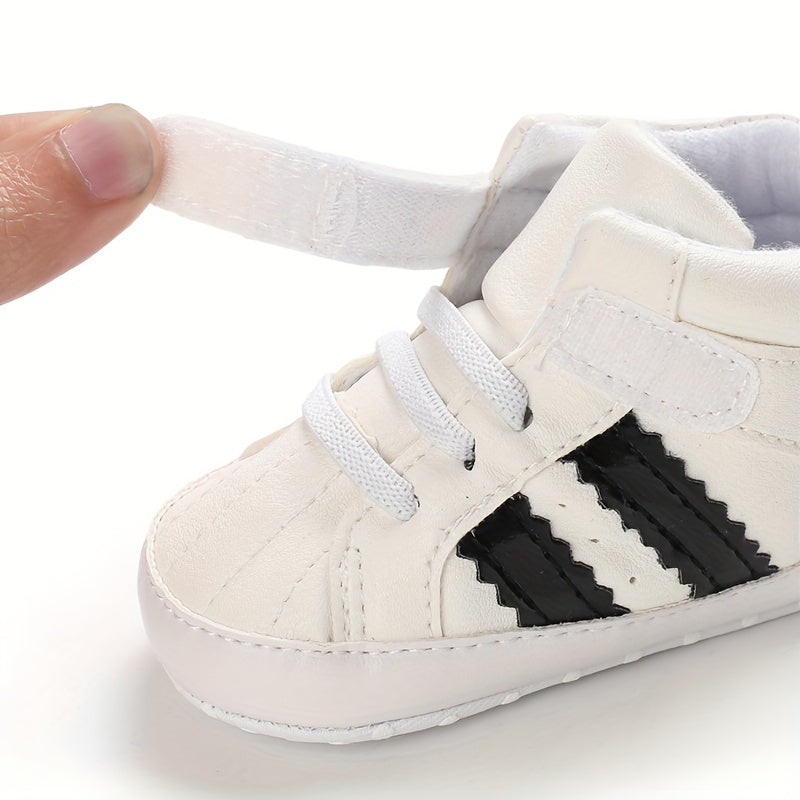 Newborn Toddler Boy's Striped PU Canvas Casual Shoes for First Steps and Crawling
