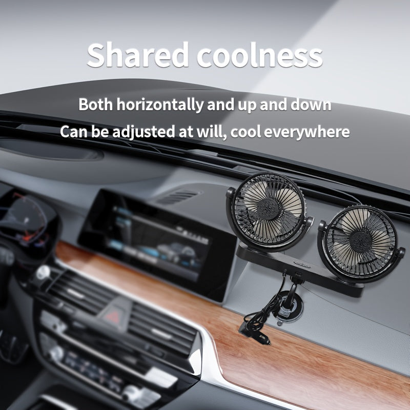 Portable USB Fan with Dual Rotating Heads, 3-Speed, Quiet Motor, Indoor Outdoor