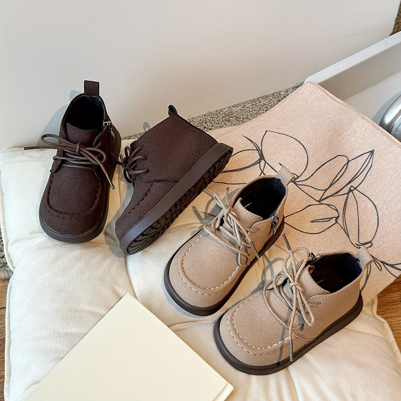 Bolalar uchun uniseks ankle botinkalari, geometrik naqsh, kauchuk taglik, mato astar, fermuar yopilishi, 14 yoshgacha.