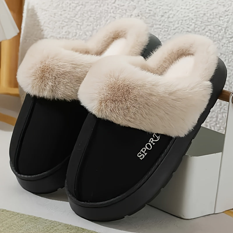 Women's Indoor Slippers Soft Fabric Thick EVA Sole 4 Colors Warm Comfort