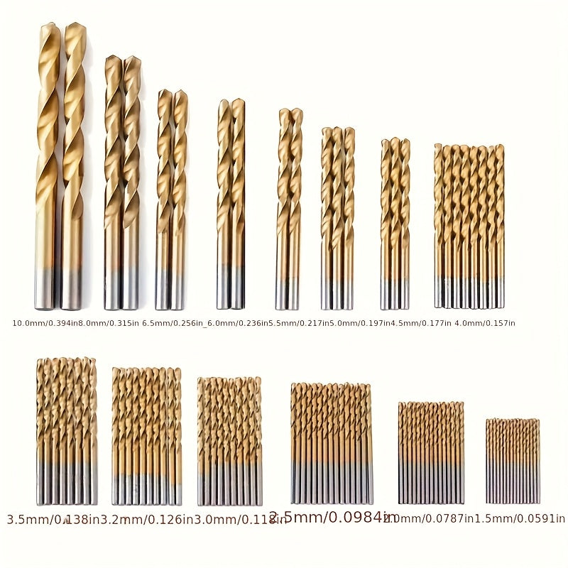 50pcs Titanium Coated High-Speed Steel Drill Bit Set for Metal Wood Plastic