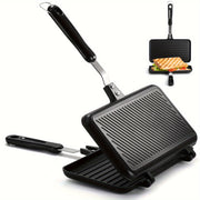 Dual-Sided Aluminum Non-Stick Frying Pan for Sandwiches Steak Eggs