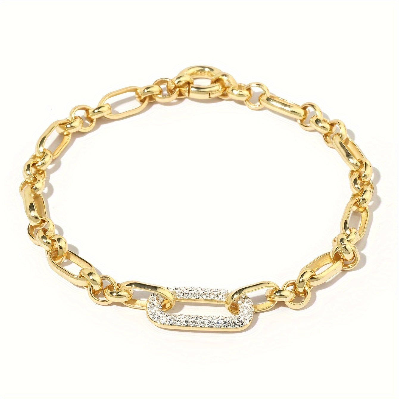 Pulsera de plata de ley con cristales y baño de oro cadena mariner para mujer